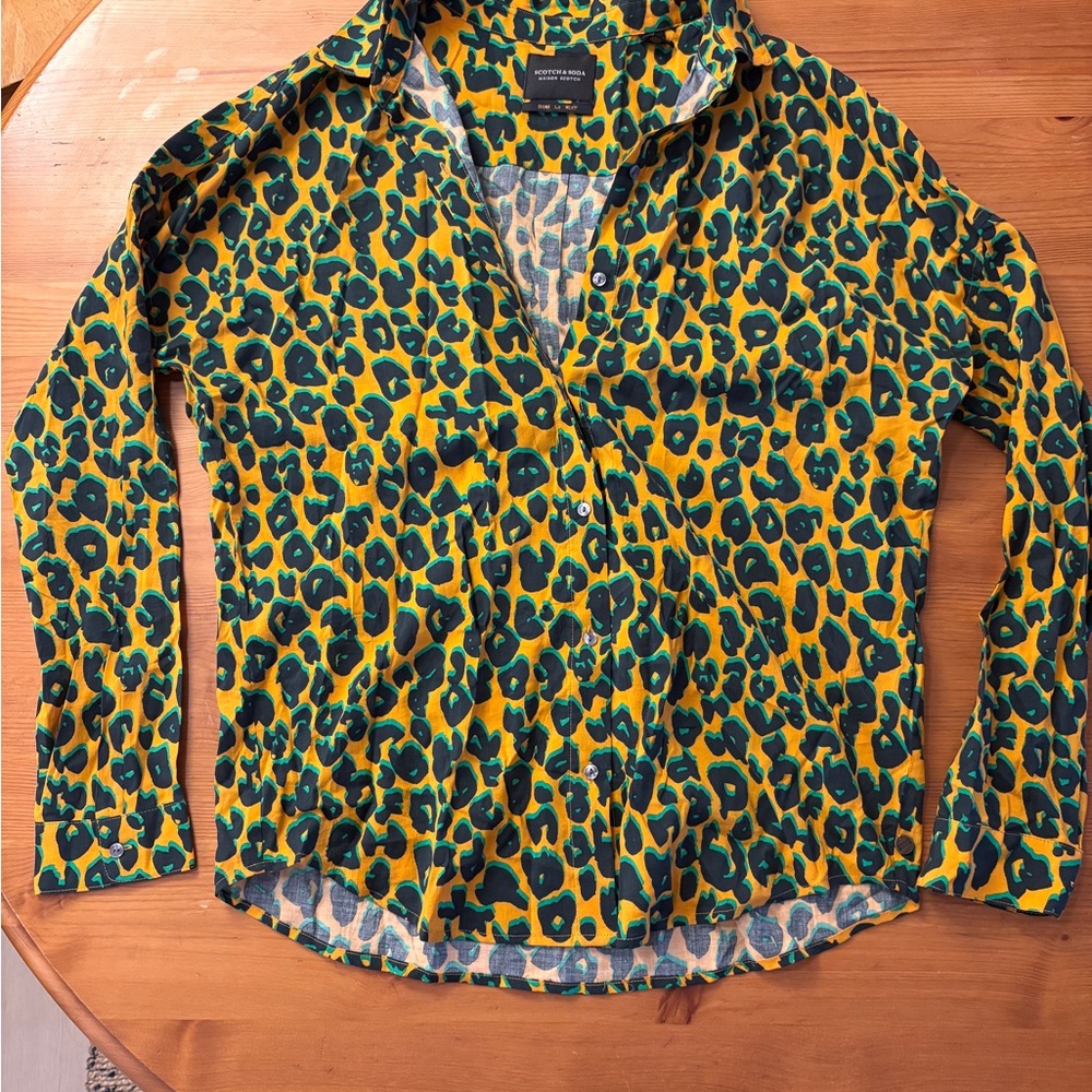 Scotch & Soda Dans La Nuit Collection Leopard Print Button Down - Size S
